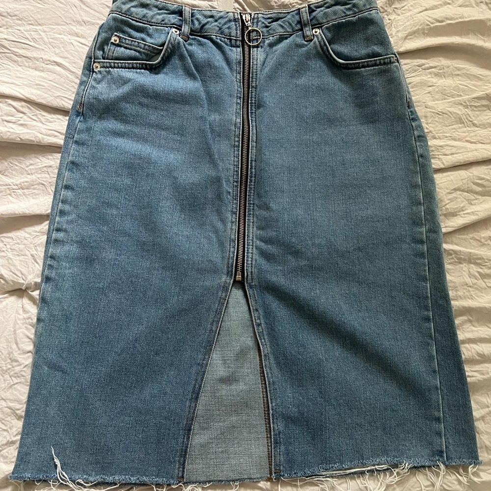Denim midi skirt